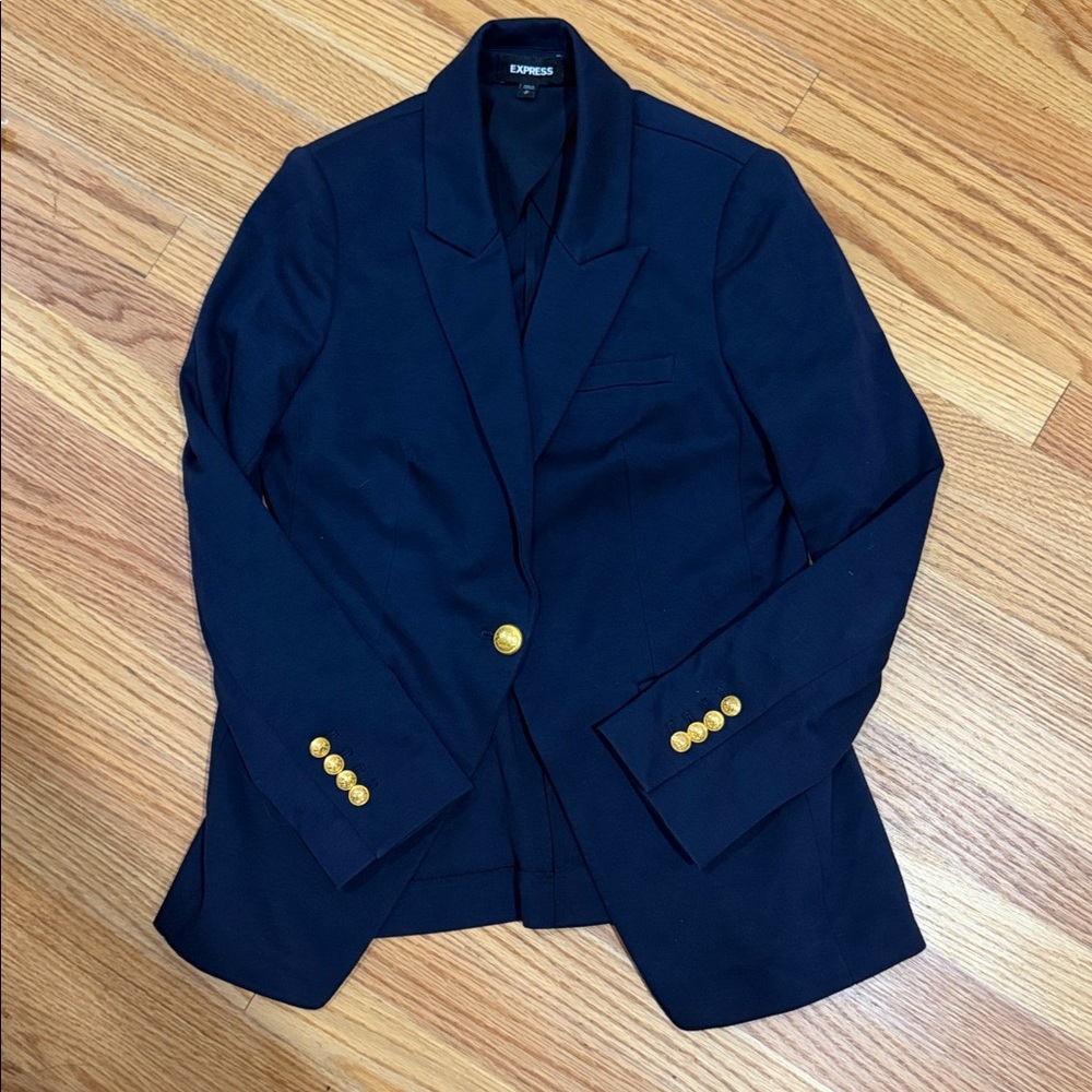 Express Navy Blue blazer with gold buttons